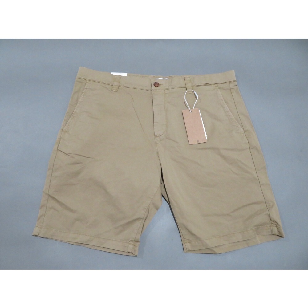 NN07 No Nationality Shorts Mens 36 Brown Chino Cotton Blend Zip Fly Khaki